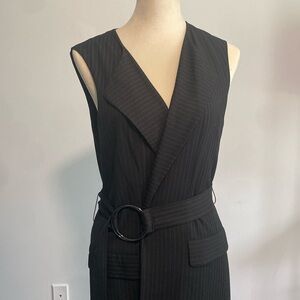 Laundry by Shelli Segal.  Women’s long belted pinstripe vest